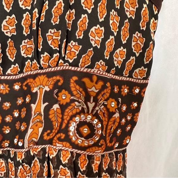 Signature By Robbie Bee women flowery Maxi dress brown orange size 16 - Picture 7 of 10